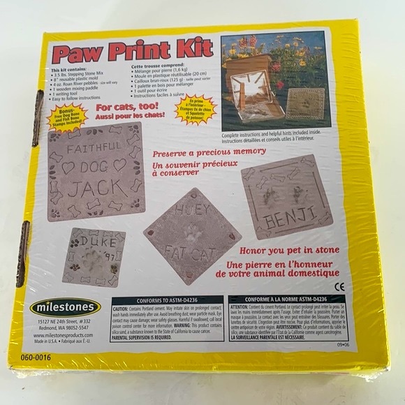 Milestones NIB Sealed 8” Stepping Stone Paw Print Kit Capture a Memory in Stone - Picture 13 of 16